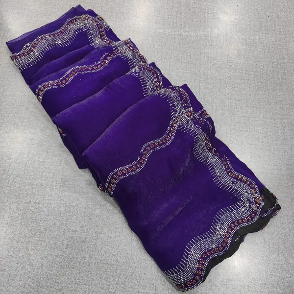 Fendy chiffon saree with full Stone work | SR230